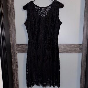 Black Sleeveless Lace Dress Sz L NWT